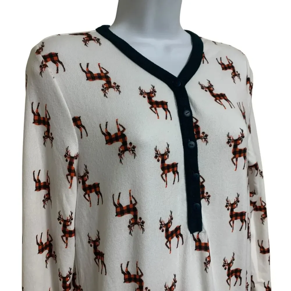Tart Intimates Tenlie Plaid Reindeer Jumpsuit Womens Size S